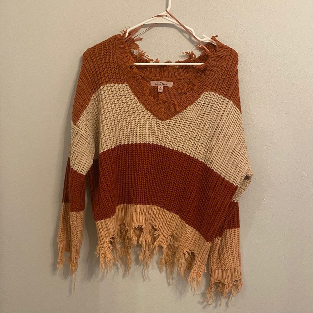 Striped V-neck sweater